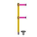 Montour Line Stanchion Dual Belt Barr. Removable Base Yellow Post 7.5ftFl.Pnk Belt MSX630DR-YW-FPK-75